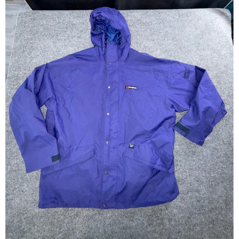 Berghaus Gore-Tex Protection Hooded Jacket Mens Purple Rain Coat Shell Large